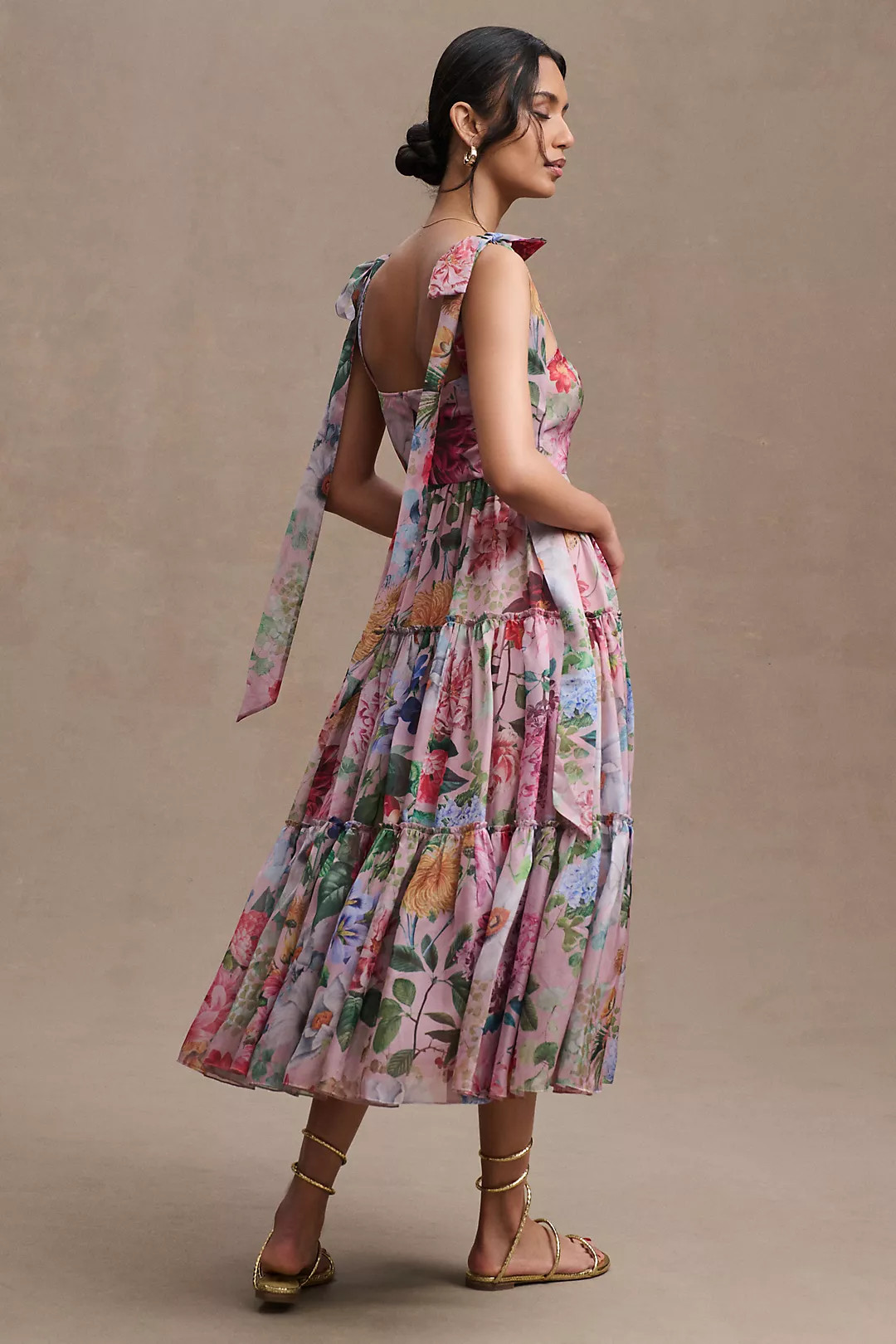 BHLDN Isabella Tiered Square-Neck A-Line Midi Dress | Anthropologie (US)