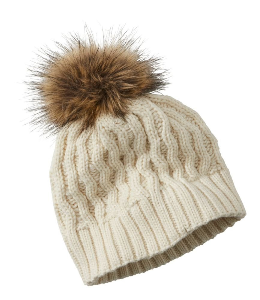 Kids' Cozy Cable Pom Hat Cream OSFA, Synthetic L.L.Bean | L.L. Bean