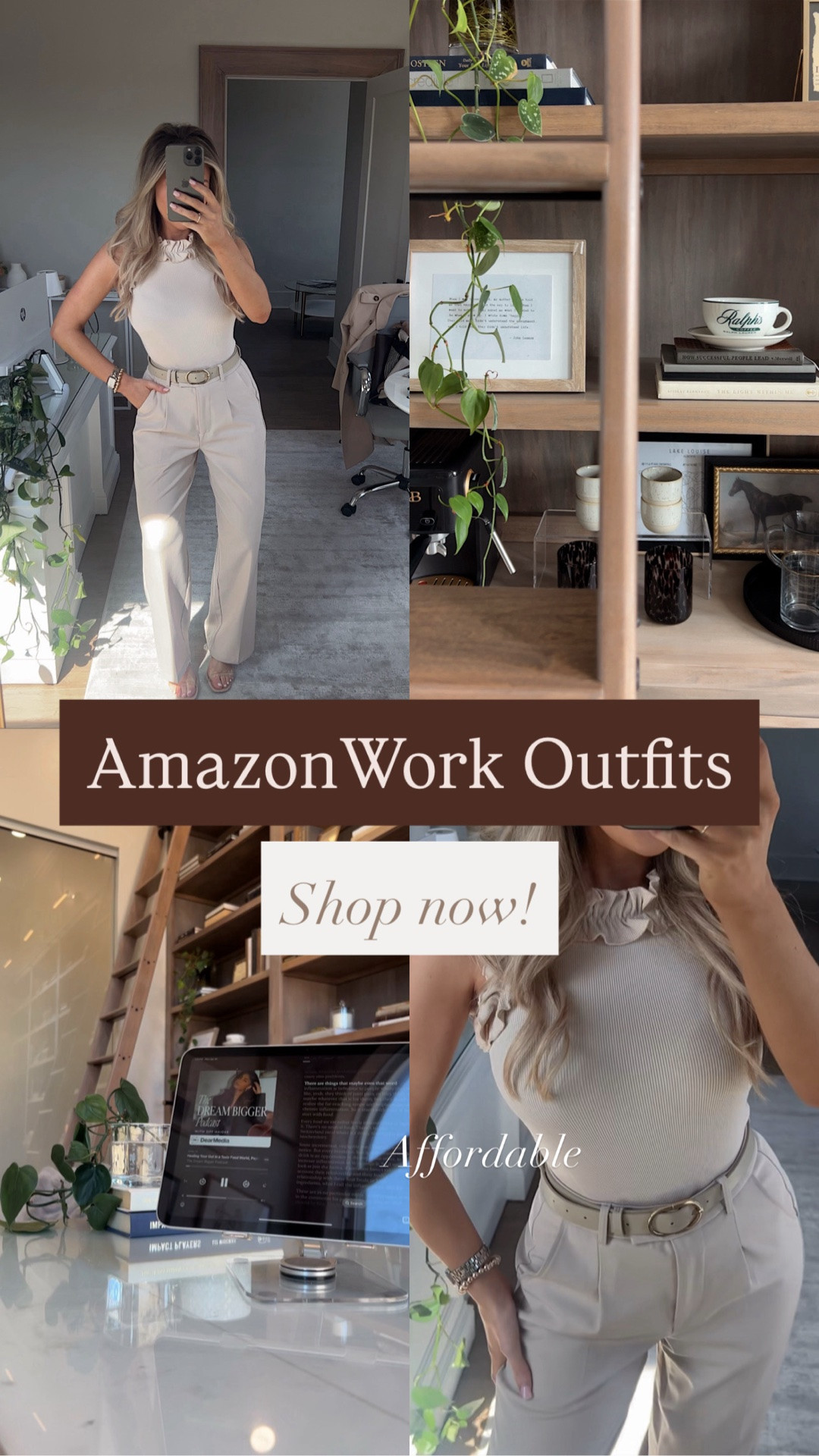 Obsessed with this neutral work outfit all from Amazon!! It’s so good! Perfect for transitioning into summer! 

I have this bodysuit in most colors 🙈 

Wearing size 26 in pants! Perfect if you like a wide leg! 

Amazon workwear, summer office outfits, khaki pants, work outfits, office outfits, capsule wardrobe

#LTKootd