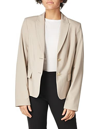 Calvin Klein Women's Two Button Lux Suit Blazer, Khaki, 12 Petite | Amazon (US)