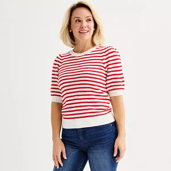 Women's DRAPER JAMES RSVP™ Puffed Short Sleeve Striped Sweater | Kohl's