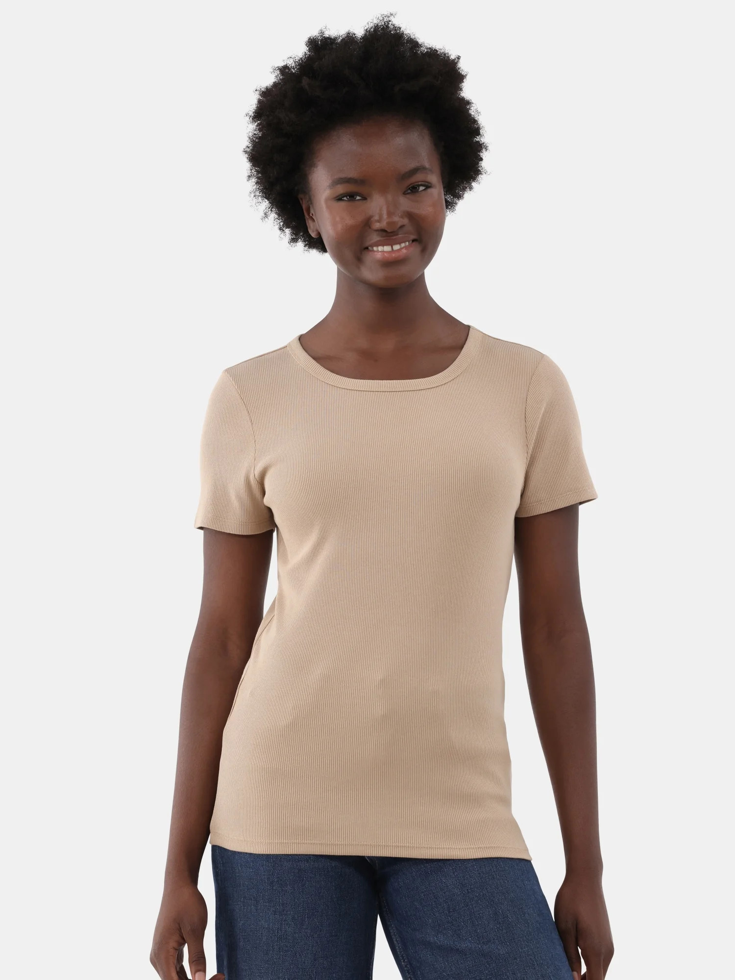 Time and Tru Women's Short Sleeve Rib Tee, Sizes XS - XXXL | Walmart (US)