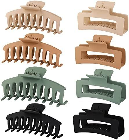 AcrossSea 8 Pack 4.3” Hair Clips for Women & Girls, Large Hair Claw Clips, Strong Hold Matte Cl... | Amazon (US)