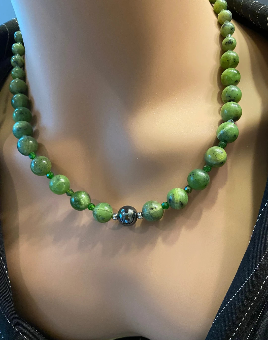 Green Canadian Jade, Green Chrome Diopside, Green Swarovski Crystals Necklace and Earrings Set, W... | Etsy (US)