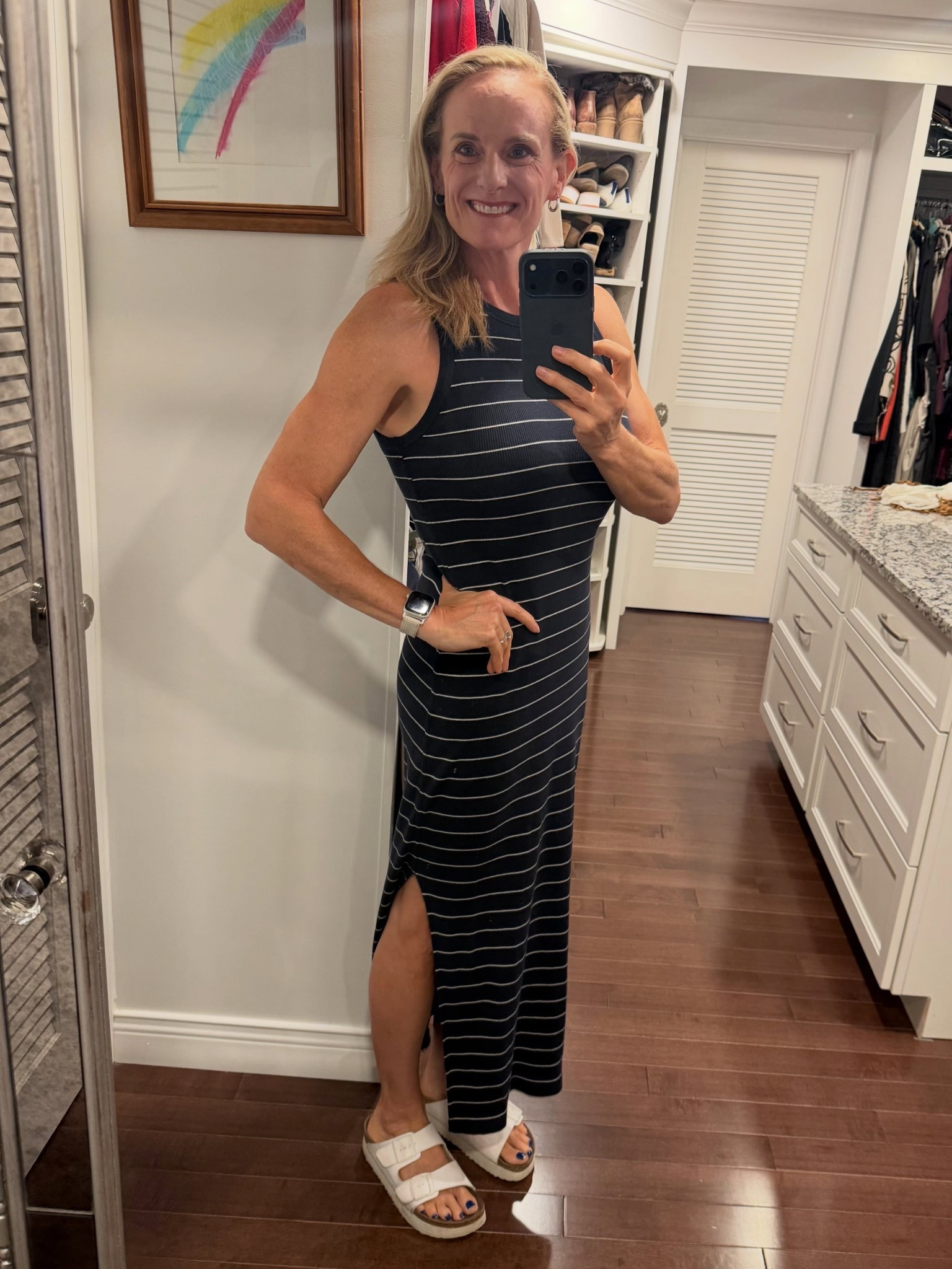 This dress is taking me into Thursday!  I love a good summer dress and this one is from @target !  I also love my summer staple sandals from @birkenstock ! #solesurvivorstyle #ootd #indianafashion #busymomfashion #over40fashion