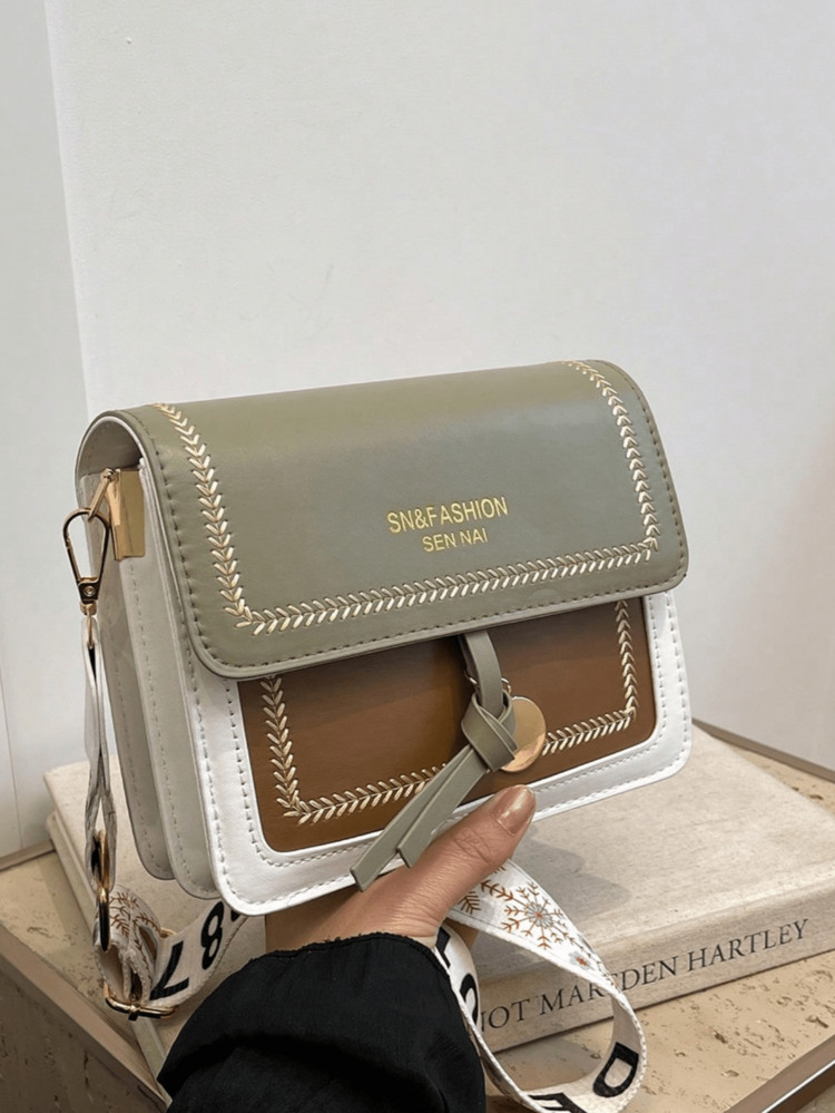 Fashionable Bag For Women, Versatile New Crossbody Bag, Casual, Contrasting Color, Small Square Bag, Wide Shoulder Strap, For Party Date School Outdoor Gift | SHEIN