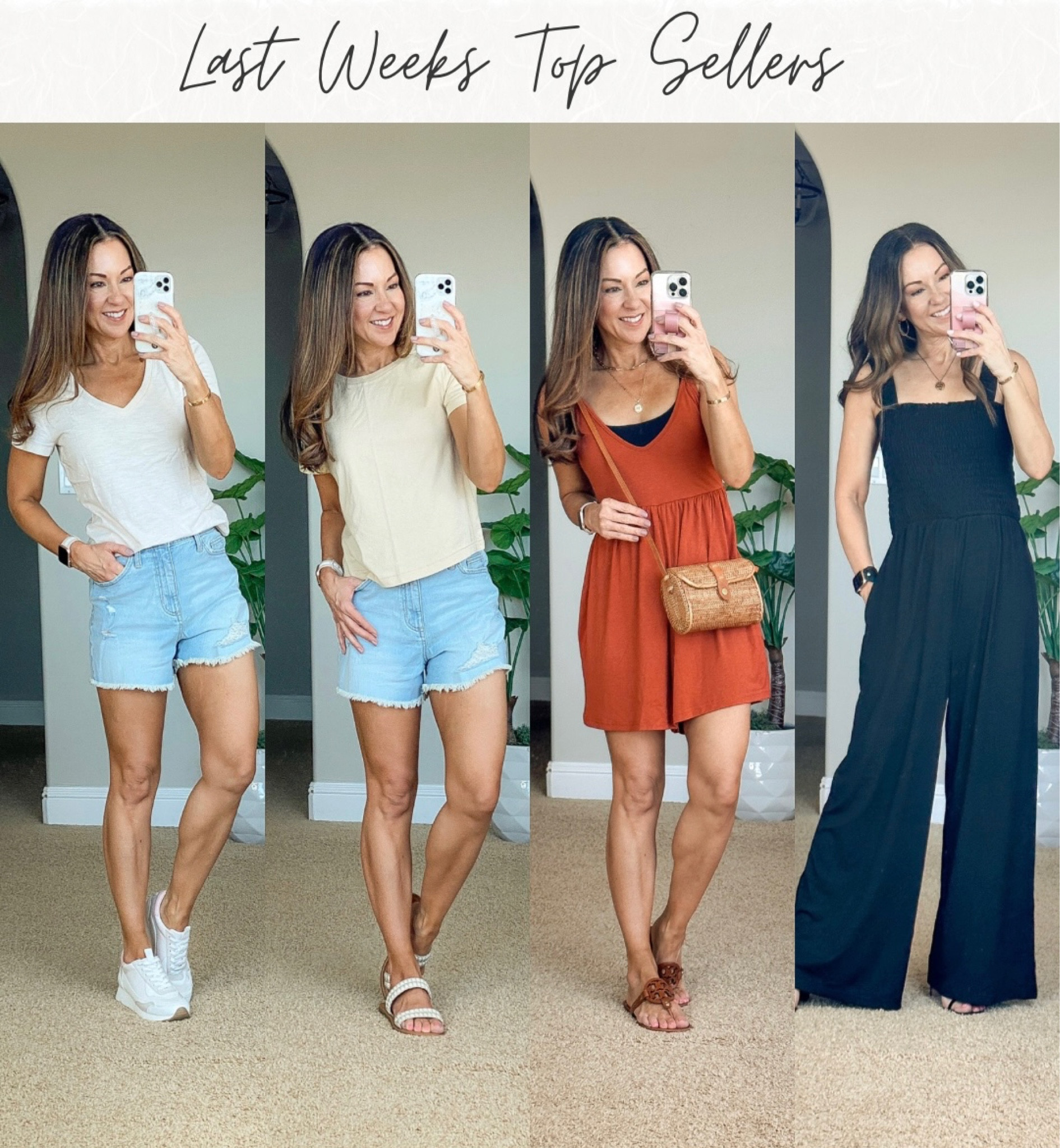 Last weeks Top Sellers! 

💥Last day to save 20% on Target shorts & shoes. Amazon Romper & jumpsuit both have 10% off clickable coupons. 
For reference: I’m 5’1, 109lbs
1 - Target High—Waisted Denim shorts 0 in light blue (comes in 6 colors) 
2 - Target V-neck Tee Small (Comes in 14 colors)
3 - Target Slide Sandals tts (comes in 3 colors)
4 - Summer romper w/pockets and adjustable straps small (comes in 19 colors)
5 - Wide Leg Jumpsuit w/pockets - small (comes in 12 colors)


#LTKsalealert #LTKunder50 #LTKstyletip