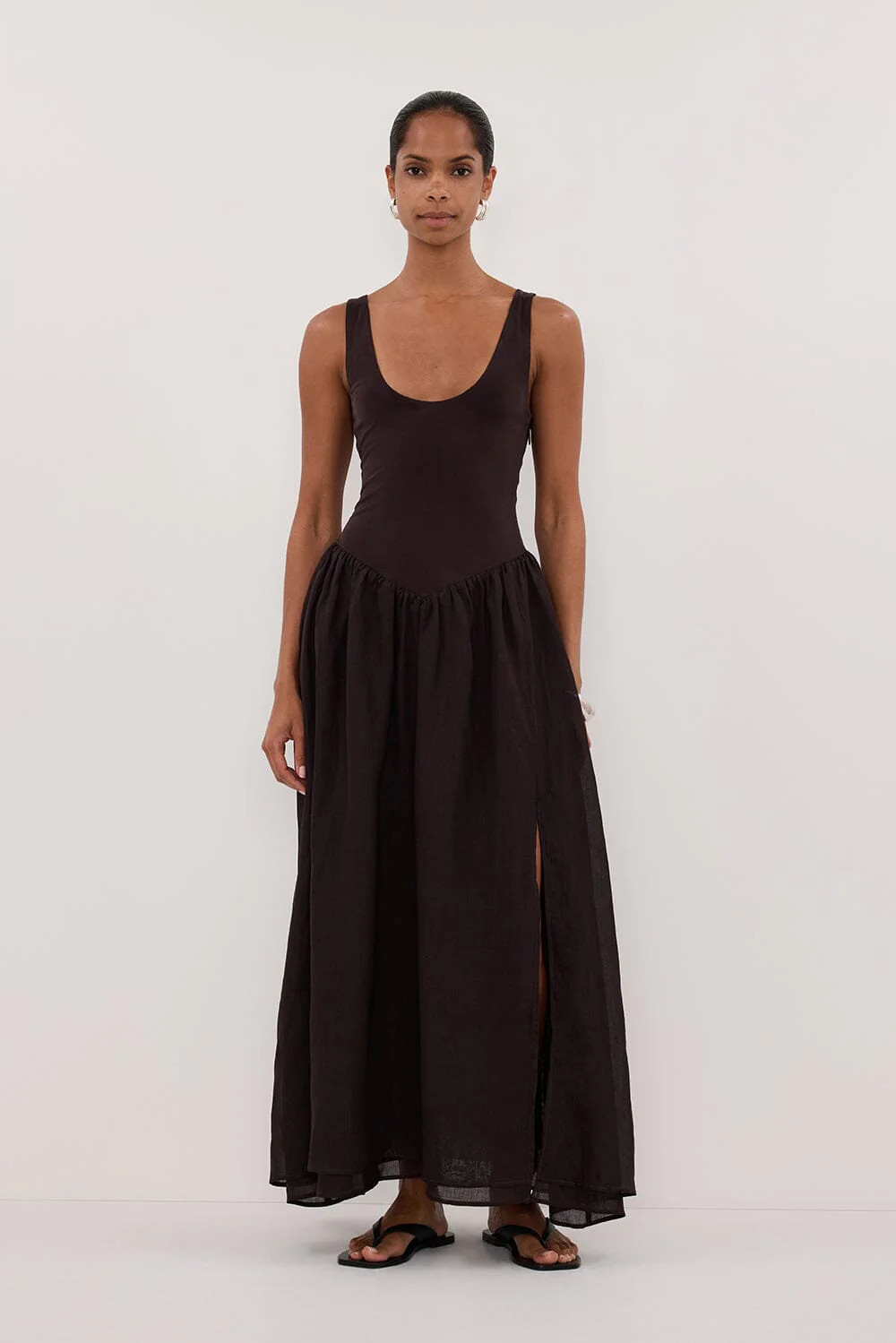 SKYLER BURNT CHOC HYRBID MIDI DRESS | DISSH