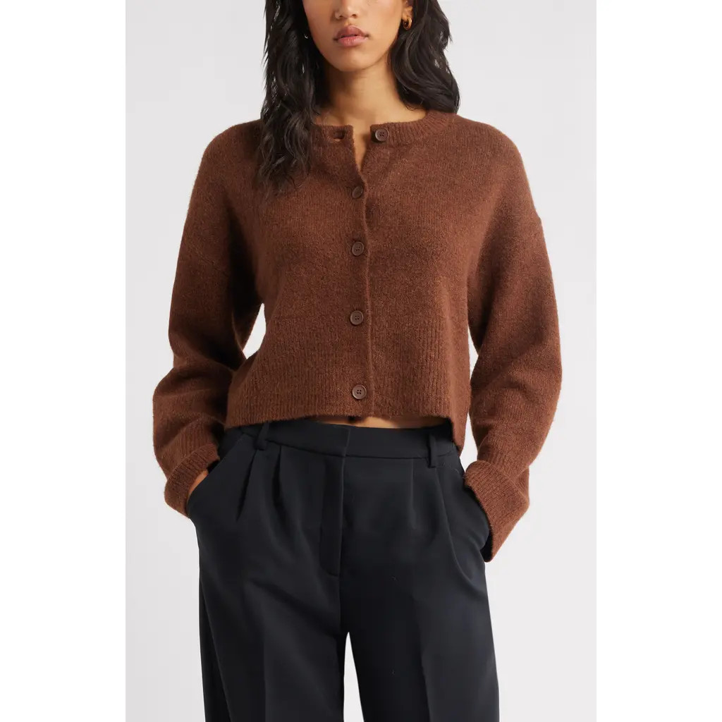 Open Edit Cozy Cardigan in Brown Soil at Nordstrom Rack, Size Small | Nordstrom Rack