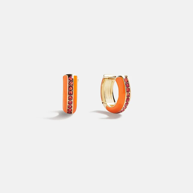 Game Day Enamel Huggie Earrings - Orange | BaubleBar