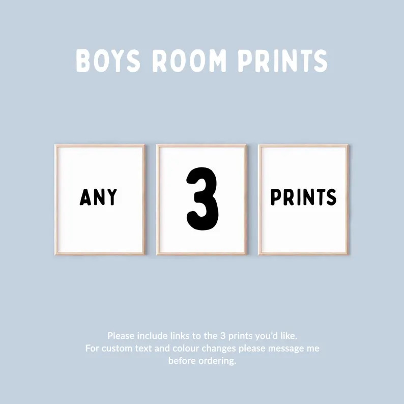 Choose Any 3 Prints Bundle: Wall Art for Boys Room (Digital Download) | Etsy (Global)