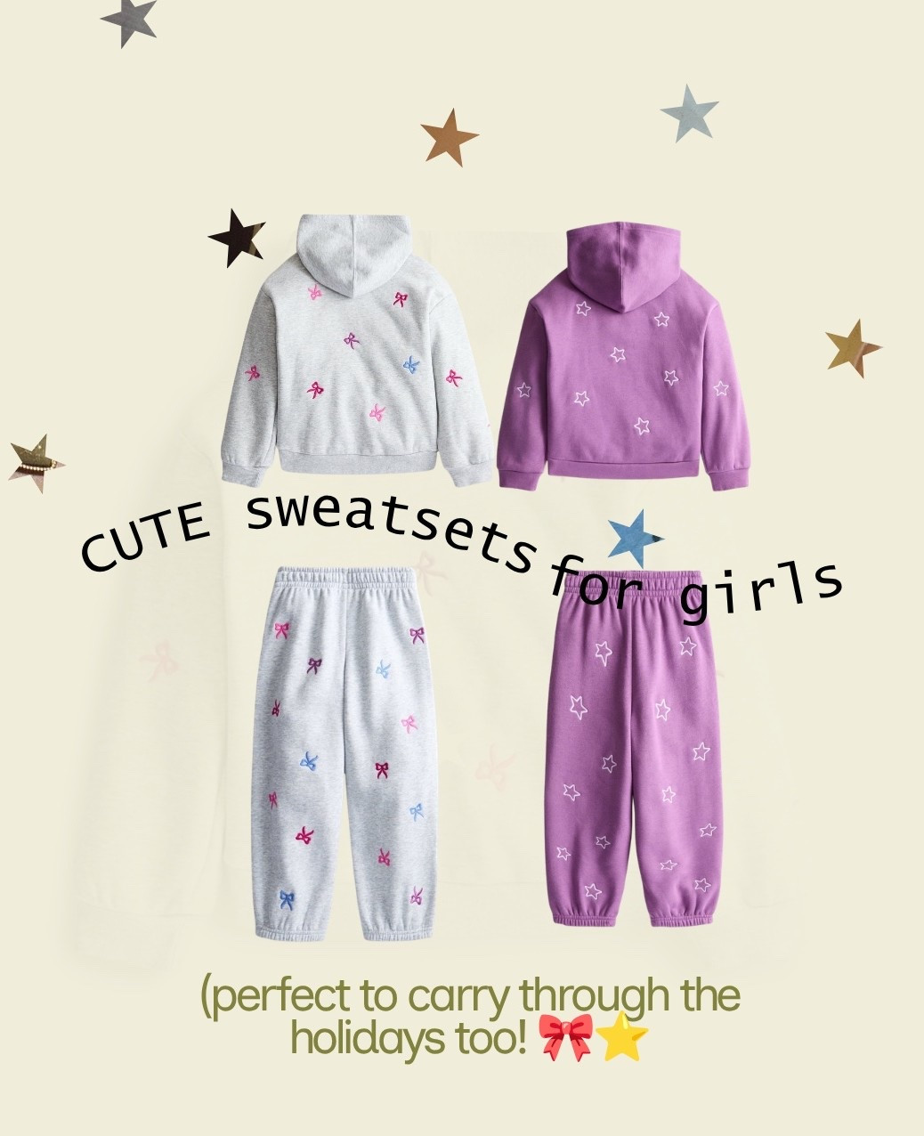Adorable sweatsets for girls and the patterns can totally be carried through the holidays with the bows and stars! #walmart #walmartgirls #walmartfinds #holidayfinds #christmas

#LTKmomlife #LTKSeasonal #LTKKids