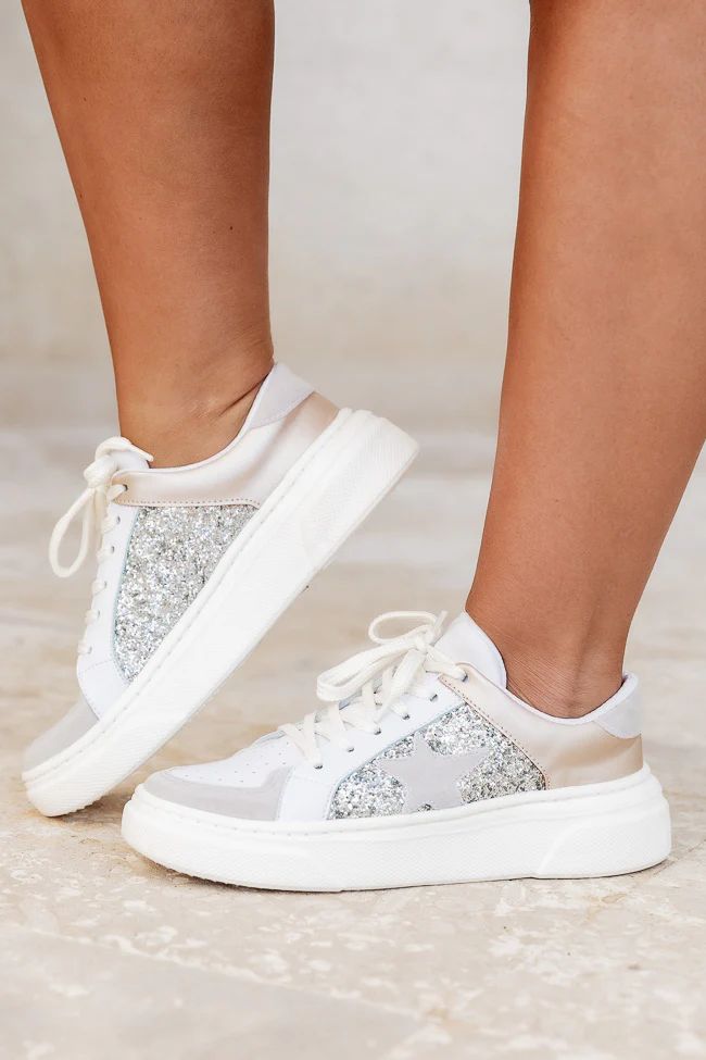 Cleo Silver And Taupe Star Sneakers FINAL SALE | Pink Lily