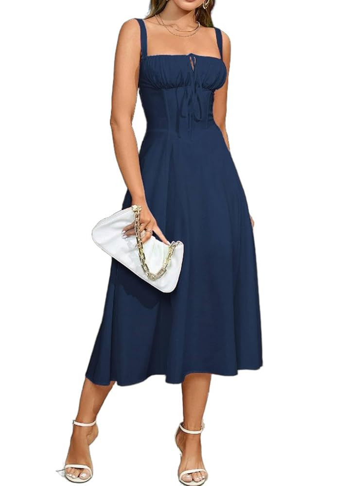 Women's Summer Corset Dress Going Out Casual Sleeveless Split Spaghetti Strap Boho Wedding Guest ... | Amazon (US)