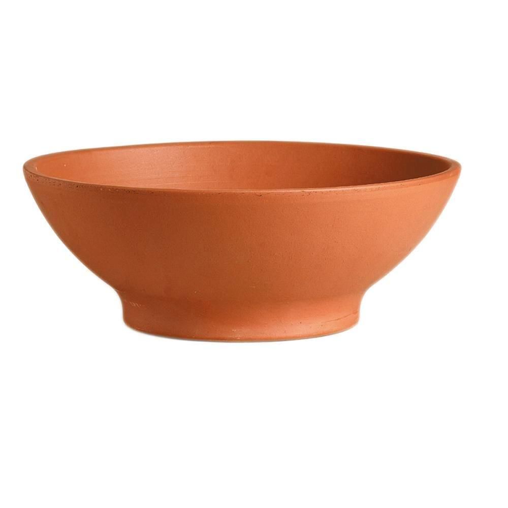 12 in. Terra Cotta Clay Low Bowl | The Home Depot