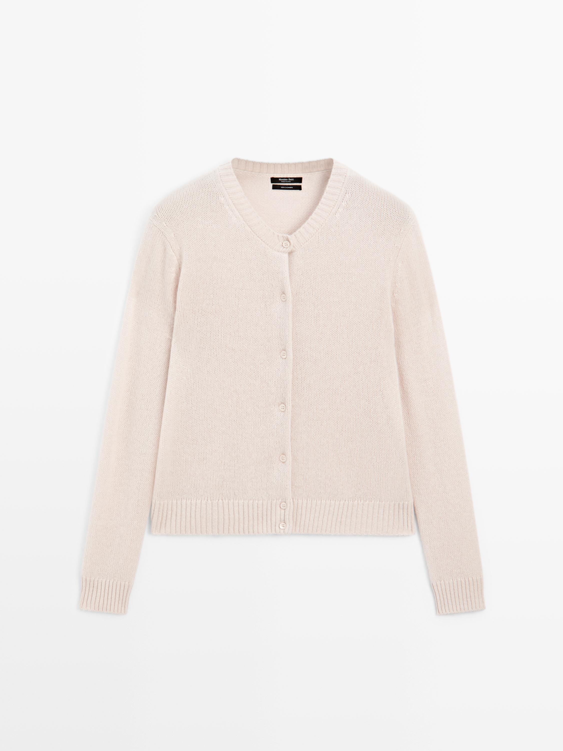 Strickcardigan aus 100 % Kaschmir mit Rundausschnitt | Massimo Dutti DE