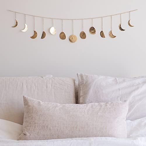 Moon Phase Wall Hanging, Handmade Hammered Gold Metal 13 Moons 36" Garland, Phases of the Moon, C... | Amazon (US)
