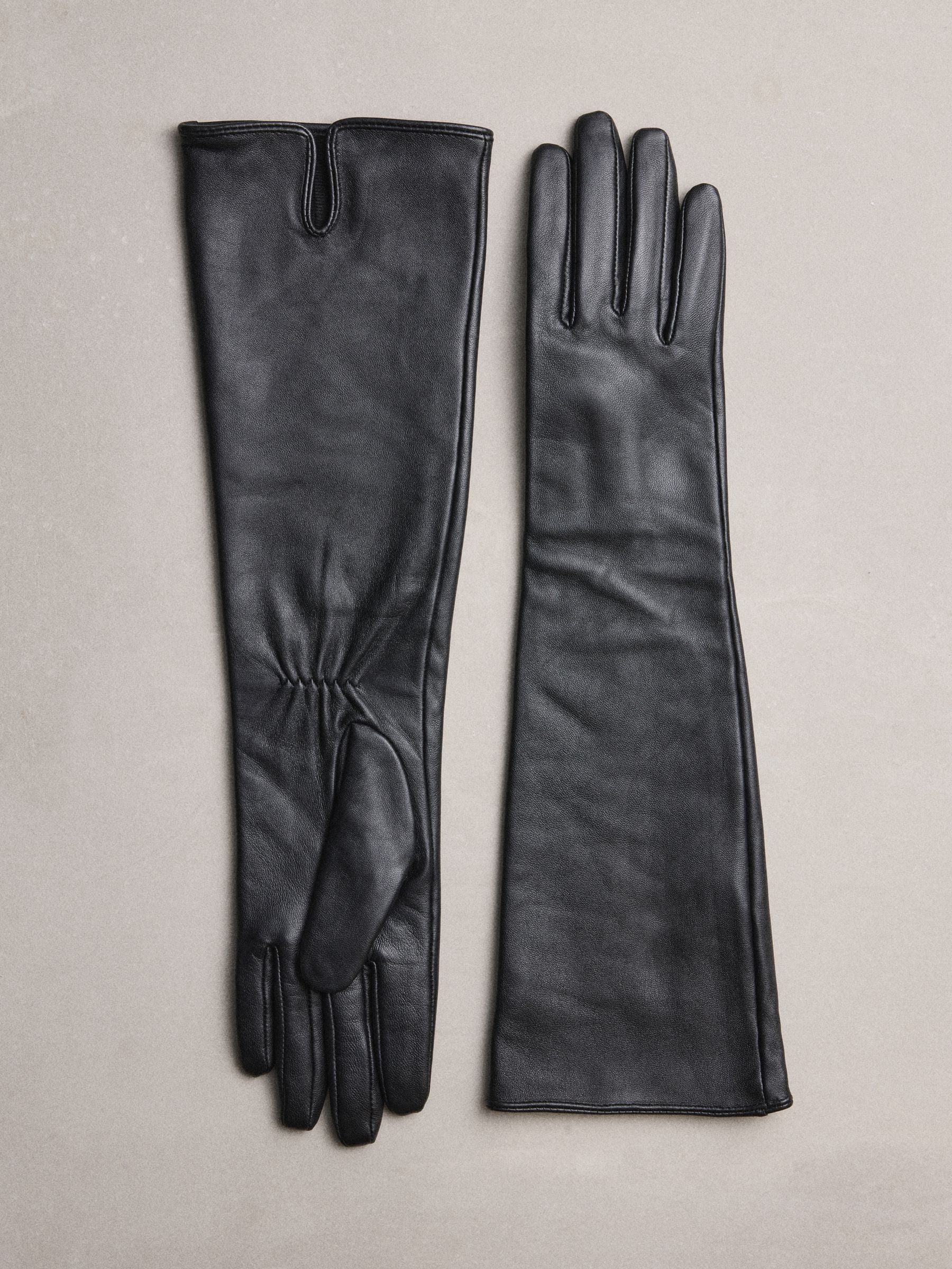 Next Black N. Premium Long Leather Gloves | Next EU
