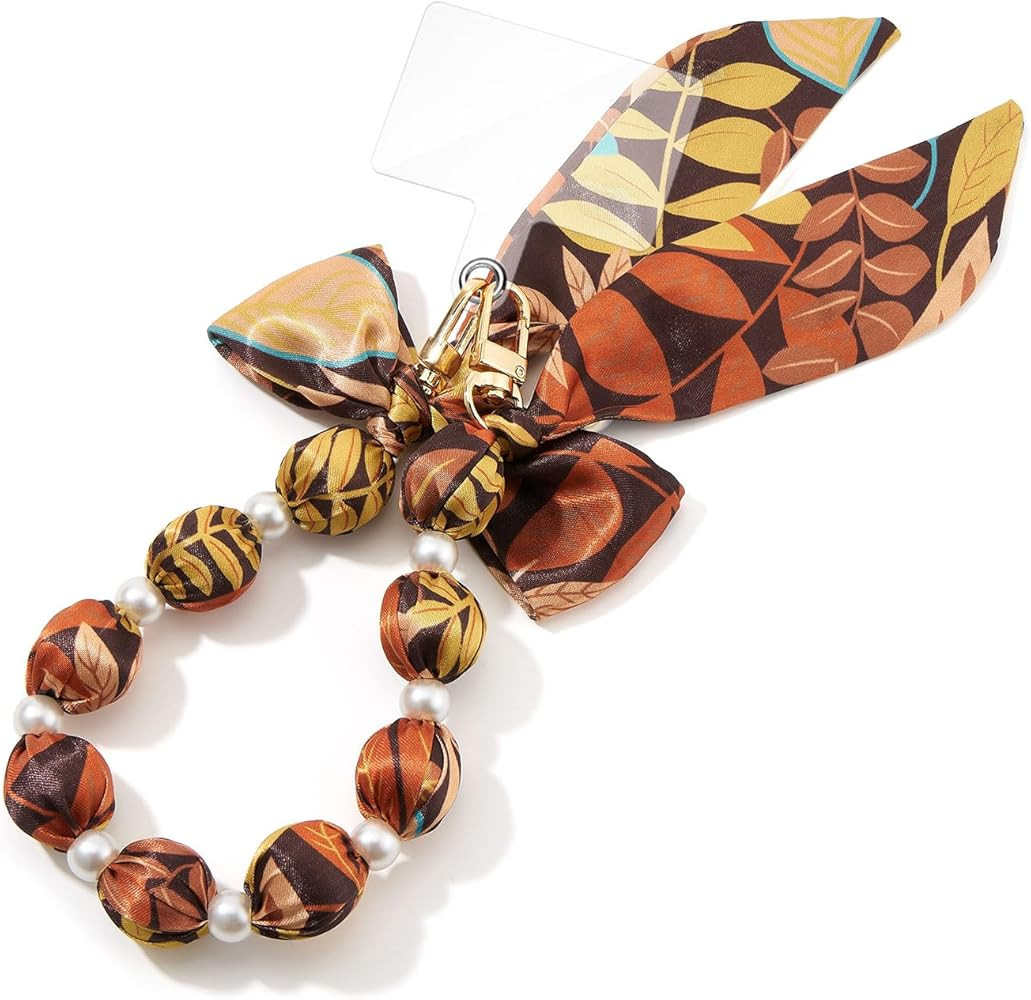 ZOOEASS Phone Wrist Lanyard Pearl Scarf Charm Strap Beaded with Tether Tab Women Phone Chain Acce... | Amazon (US)