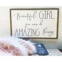 Beautiful Girl You Can Do Amazing Things Sign | Girls Room Decor Nursery Teen Bedroom Art Inspiratio | Etsy (US)