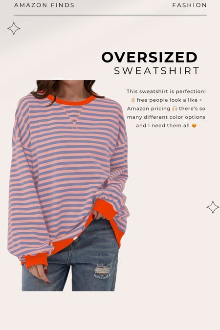 This sweatshirt is perfection! 👌🏼 free people look a like + Amazon pricing 🙌🏼 there’s so many different color options and I need them all! 😍#LTKfindsunder50 #LTKstyletip

#LTKWorkwear