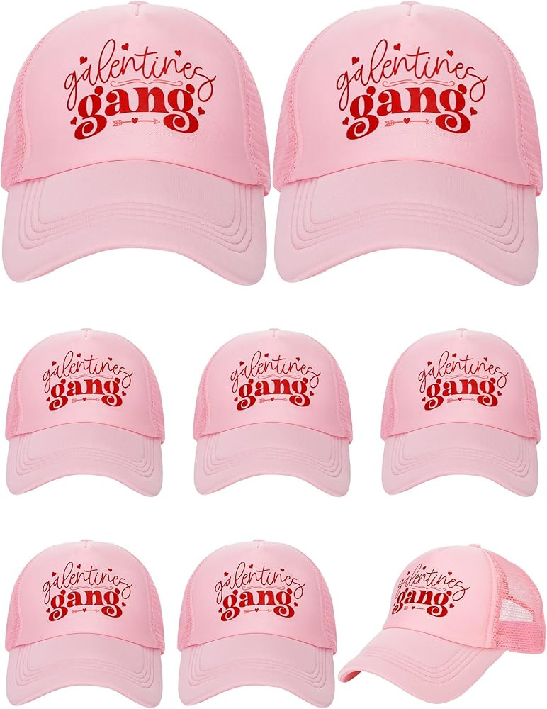 Suhine 8 Pack Galentine Gang Trucker Hats Galentines Gifts Day Bulk Pink Hat Valentine Sleepover ... | Amazon (US)
