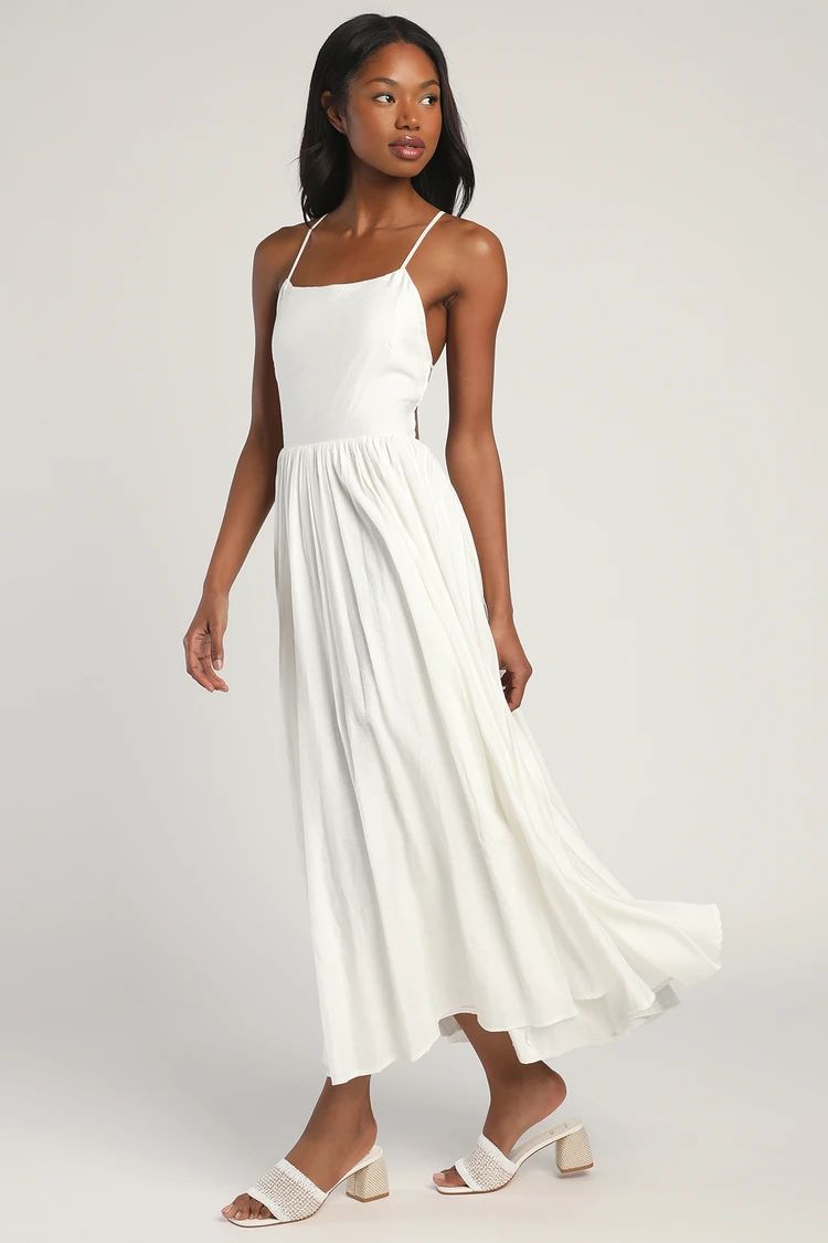 Runaway With Me White Sleeveless Lace-Up Maxi Dress | Lulus (US)