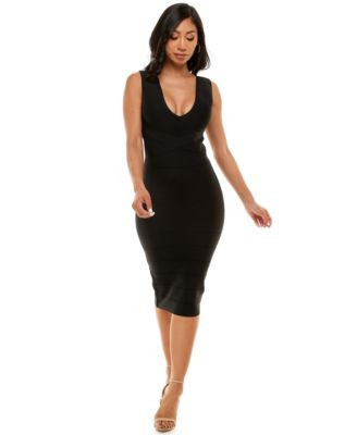 Bebe Women's V-Neck Bandage Midi Dress | Belk