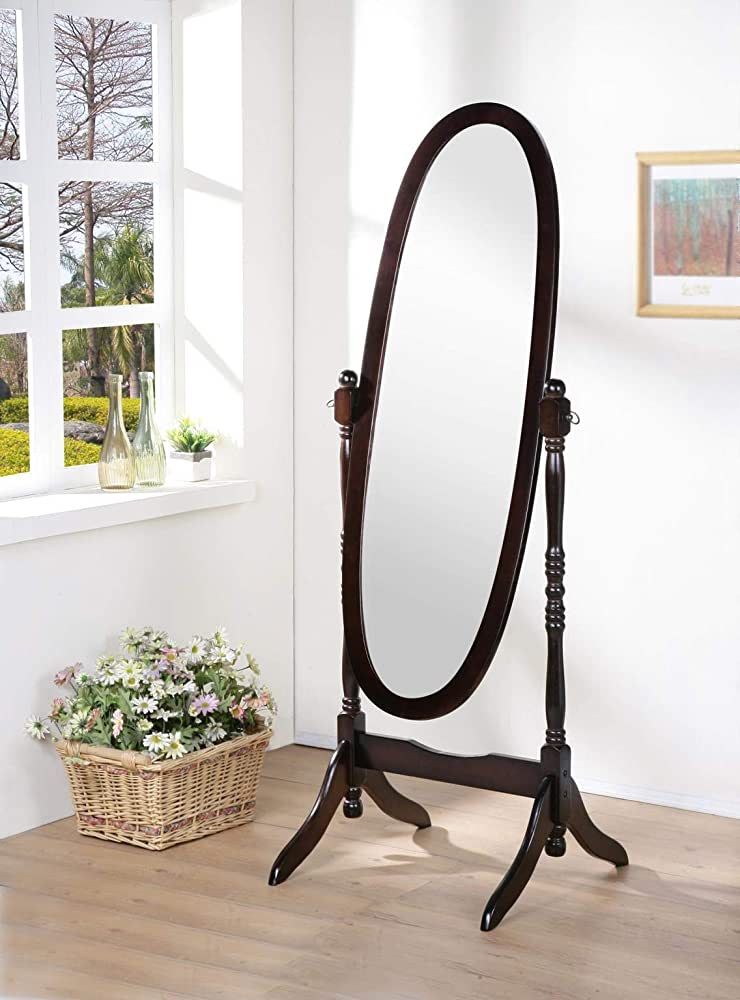 GTU Furniture Swivel Adjustable Full-Length Oval Wood Cheval Floor Mirror, in White/Black/Cherry/... | Amazon (US)