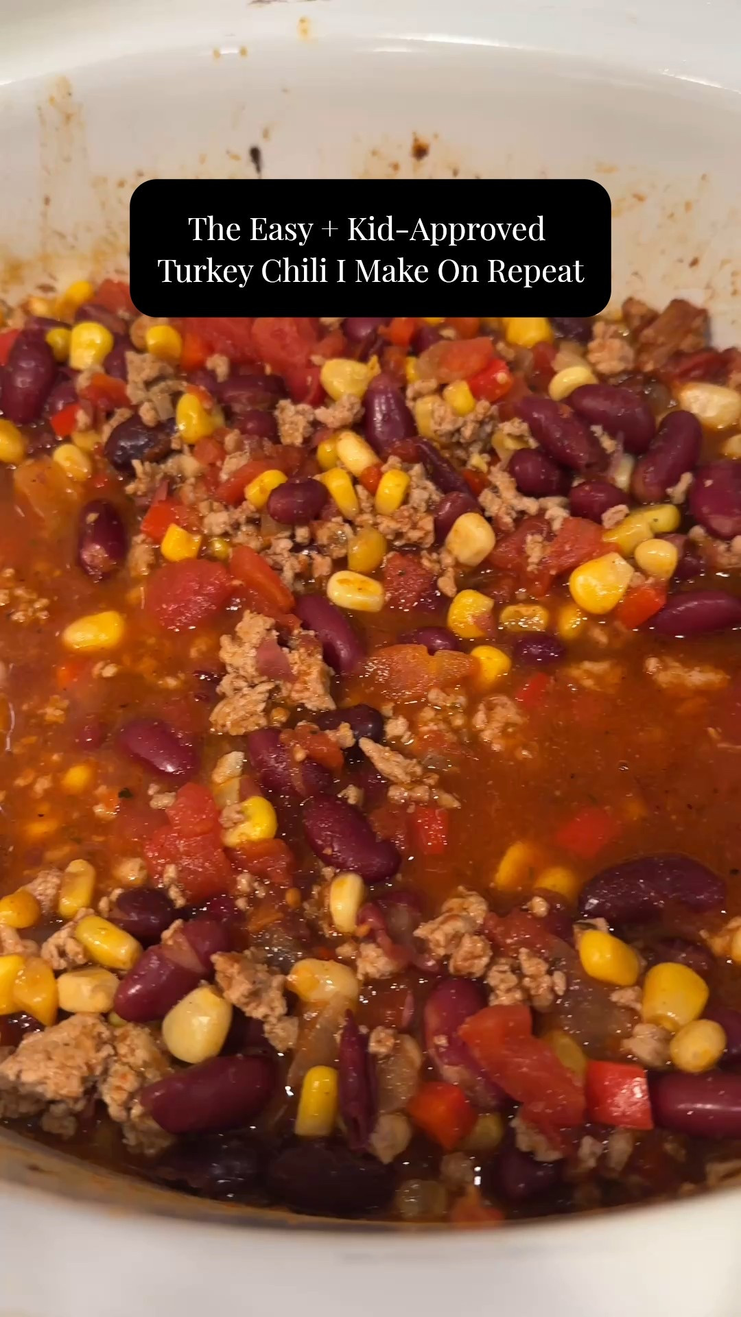 Save this crockpot recipe for your next football party!! 🏈 (or as part of your slow cooker meal rotation)

Making this in the crockpot is a life saver during the week!! Any recipe that my 4 year old approves of is a win too (even my 1 year old is into eating this chili)!

Ingredients
• a couple tsp Olive or Avocado Oil (or your choice of cooking oil)
• 1 yellow onion
• 4 garlic cloves
• 1 lb ground turkey (or chicken)
• 2 tbsp chili powder
• 2 tsp cumin
• 1 tsp oregano
• 1/2 tsp salt
• 1 red bell pepper
• 1 can diced tomatoes (28 oz)
• 2 cans red kidney beans (15 oz each)
• 1 can peaches and cream corn (15oz)
• 1/2 cup chicken broth

Directions
1. Heat oil over medium heat in frying pan then add onion. Cook for a couple minutes until translucent, then add garlic and cook for about 30 seconds until fragrant. 

2. Add ground turkey and cook all the way through.

3. Add spice mixture (chili powder, cumin, oregano, salt - could also add 1/8 tsp of cayenne if you like an extra bit of heat).

4. Pour cooked turkey mixture into slow cooker.

5. Add red pepper, diced tomatoes rinsed kidney beans, rinsed corn and chicken broth. 

6. Cook in slow cooker on low for 6-7 hours or high for 3-4 hours. 

I love dipping tortilla chips in this chili. 

Let me know if you try it!

#LTKhome #LTKwinter #LTKcanada
