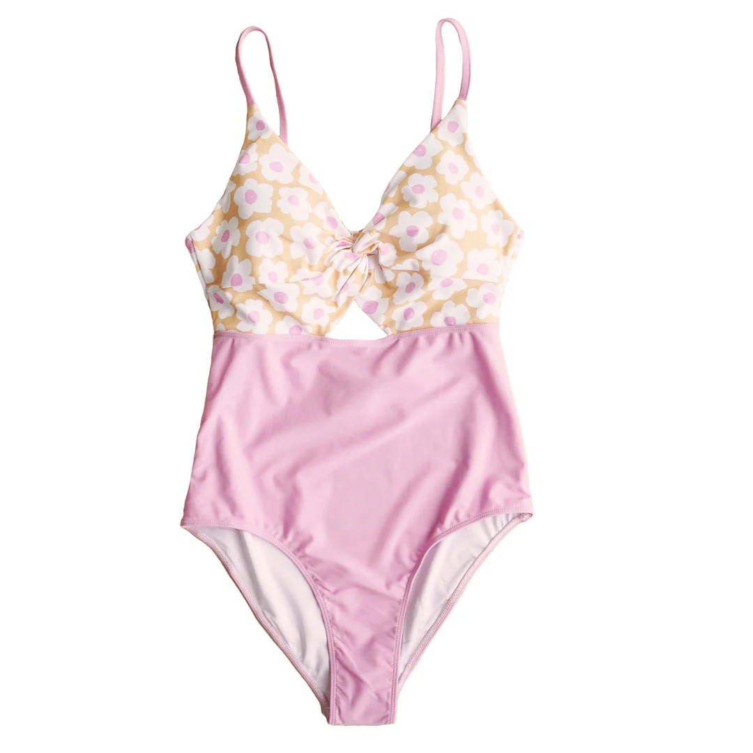 Women's Ruched Cutout One-Piece Swimsuit | Sunshine Daisy | Caden Lane