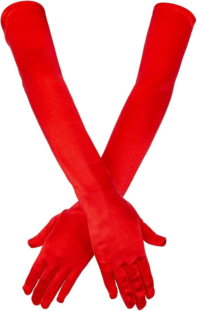 SAVITA Long Red Elbow Satin Gloves 21" Stretchy 1920s Opera Gloves Evening Party Dance Gloves for... | Amazon (US)