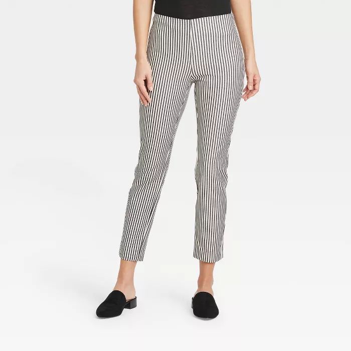 Women's Striped High-Rise Skinny Ankle Pants - A New Day™ Black/White | Target