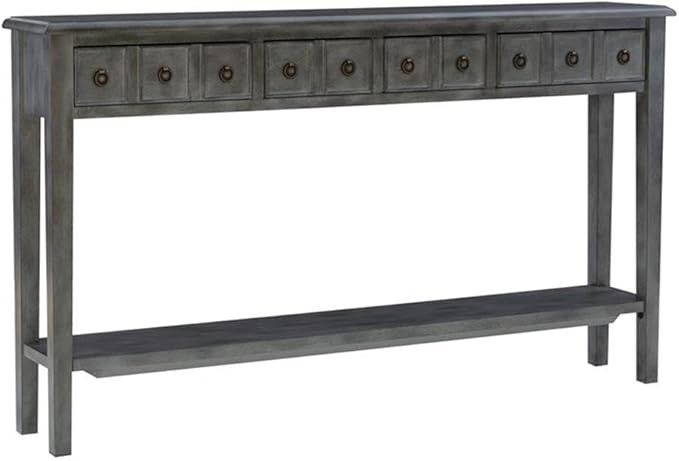Linon Sadie Long Console Table with 4 Drawers and Shelf in Distressed Gray Wood | Amazon (US)