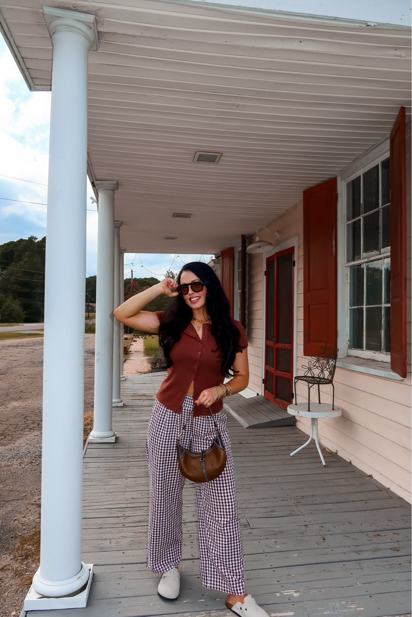 Amazon early fall outfit: gingham pants (medium), brown button front top (small) under $25!

#LTKSaleAlert #LTKootd #LTKmomlife