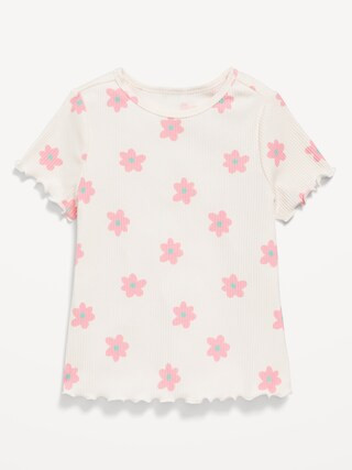 Printed Short-Sleeve Lettuce-Edge T-Shirt for Toddler Girls | Old Navy (CA)