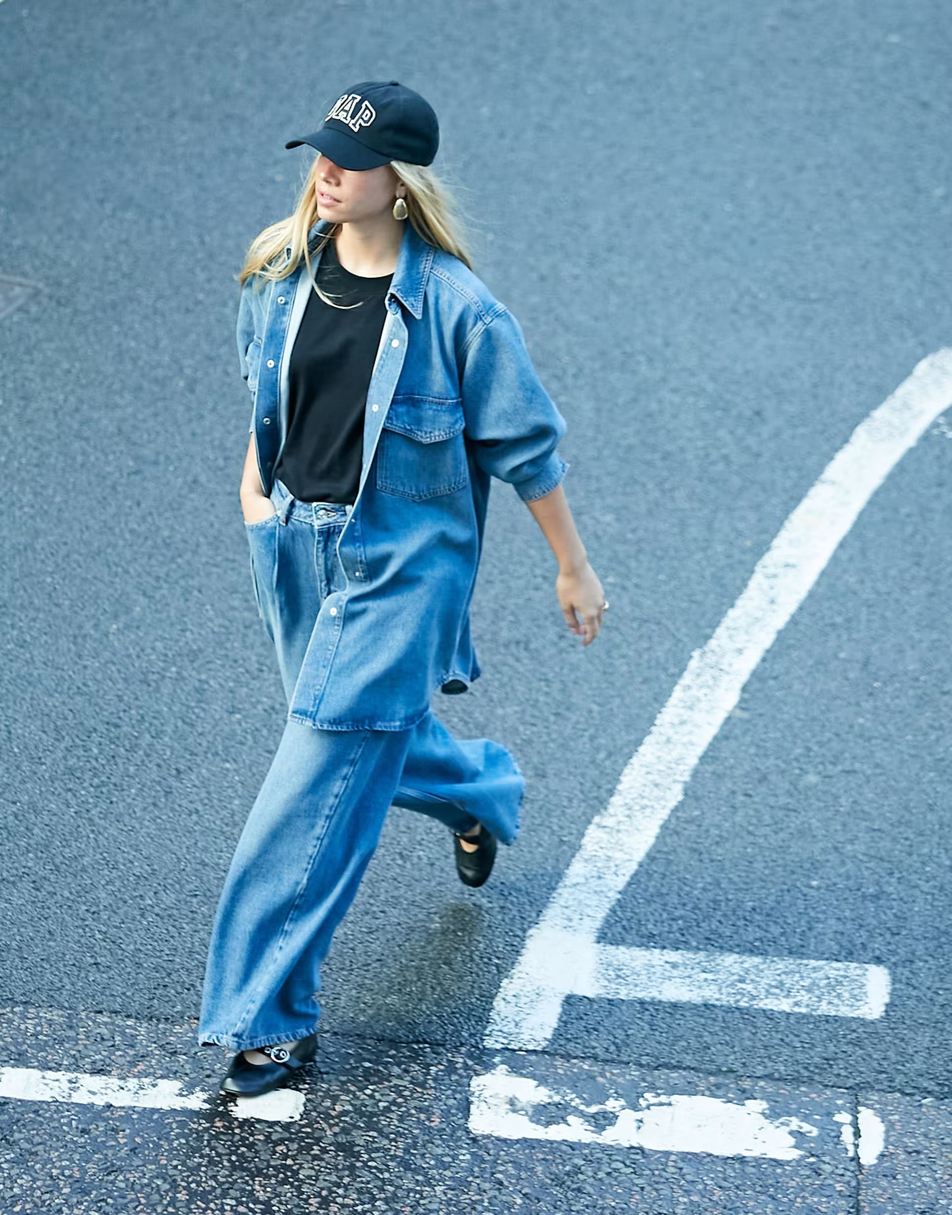 ASOS DESIGN oversized premium denim shirt in wash blue - part of a set | ASOS (Global)