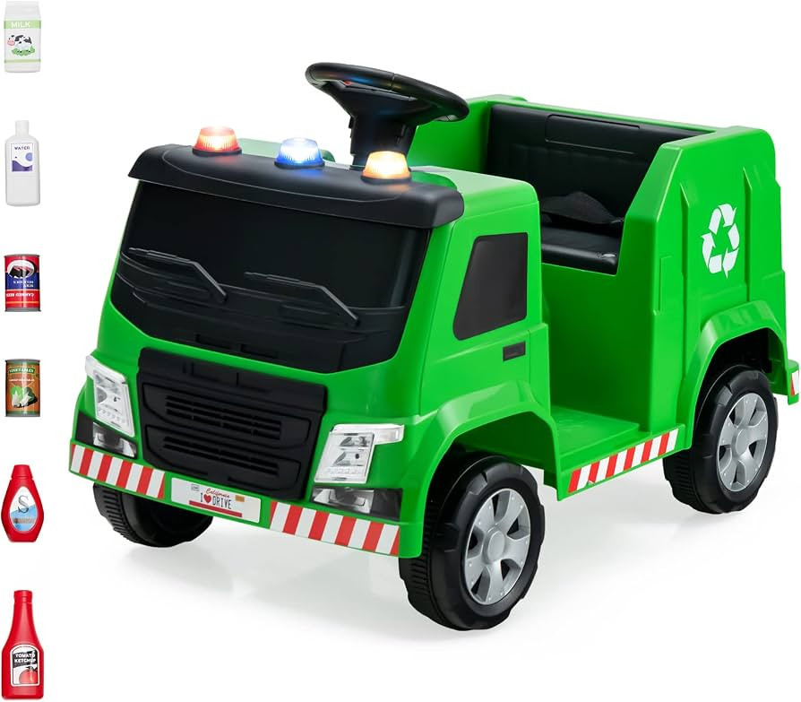 Costzon Ride on Car, 12V Battery Powered Recycling Garbage Truck w/Remote Control, Warning Lights... | Amazon (US)