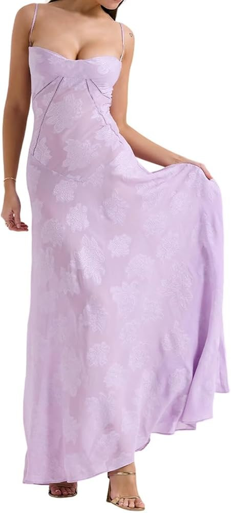 Floral Dress Long Spaghetti Strap Corset Ball Gown Formal Cocktail Dresses for Women NA132 | Amazon (US)