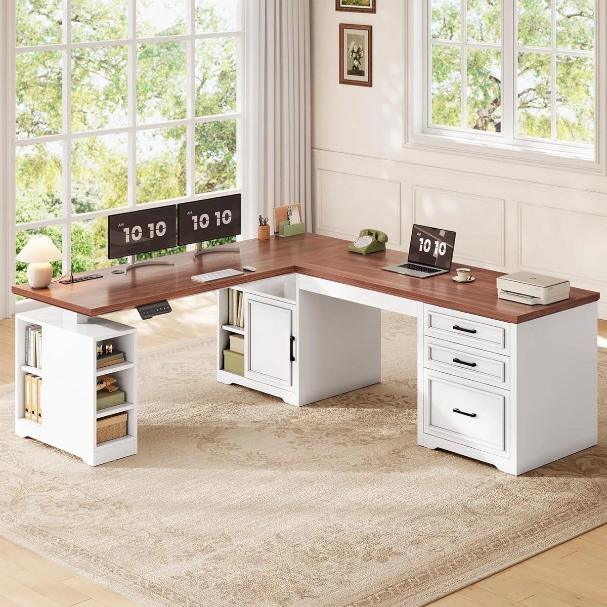 Inspired by the warmth of farmhouse design and the convenience of modern technology, the Farmhouse L-Shaped Electric Standing Desk blends timeless charm with ergonomic functionality. Its spacious corner layout and smooth height adjustment make it the perfect workspace for productivity, creativity, and everyday comfort. ON SALE and under $450.

Ideas:

* farmhouse home office
* modern workspace inspiration
* ergonomic office setup
* work from home ideas
* rustic office décor

Keywords:

* farmhouse L-shaped standing desk
* electric standing desk
* L-shaped desk
* corner standing desk
* farmhouse office desk
* height adjustable desk
* sit stand desk
* home office furniture
* work from home desk
* rustic office furniture
* ergonomic workstation
* modern farmhouse décor
* executive office desk
* productivity desk
* corner computer desk
* adjustable office desk
* designer-inspired office furniture
* home office inspiration
* farmhouse workspace
* contemporary office furniture

#LTKSaleAlert #LTKHome #LTKSeasonal