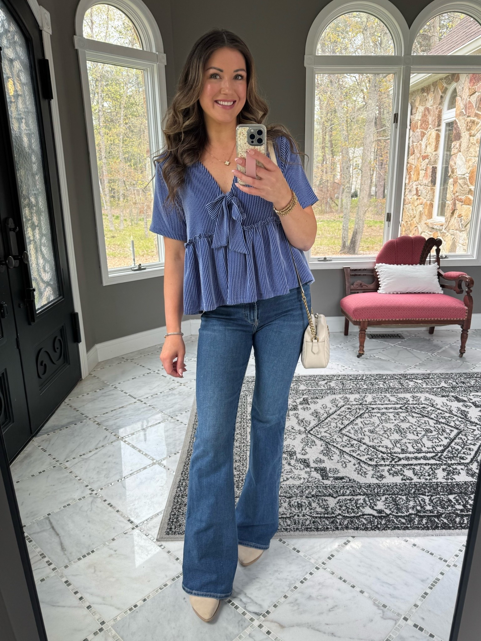 Heading out to dinner for my moms birthday! 

Love these jeans 🤍 paired with a bow detail top, western booties, and my favorite designer bag combo for an easy elevated look. ✨👖🤠👜


LTK outfit ideas, date night outfit, casual chic outfit, flare jeans outfit, cropped blue top outfit, bow top outfit, western booties outfit, tan ankle boots, Gucci bag outfit, denim and blue outfit, trendy dinner outfit, elevated casual style, everyday fashion inspo, spring fashion outfit, summer dinner outfit, cute jeans outfit, girls night outfit idea, influencer outfit inspo, neutral western boots, designer bag styling, casual date night look, blue and denim aesthetic, feminine casual outfit, what to wear to dinner, LTK fashion creator

#LTKMothersDay #LTKootd #LTKTall