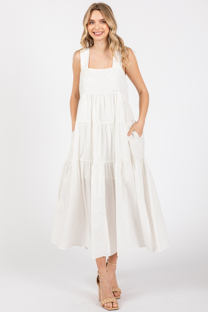 White Tiered Maxi Dress | PinkBlush Maternity
