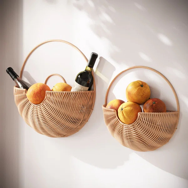 Baya Basket Rattan Wall Décor Set (Set of 2) | Wayfair North America