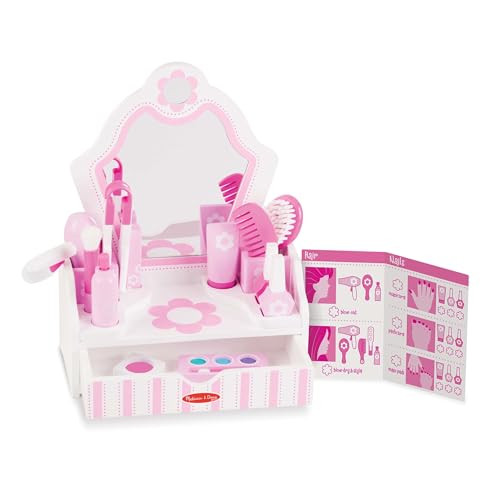 Melissa & Doug Wooden Beauty Salon Play Set, 18-Piece Vanity with Pretend Play Toys, Makeup, Mirror, Accessories & More, Preschool Toys for Girls & Boys Ages 3+ - FSC Certified | Amazon (US)