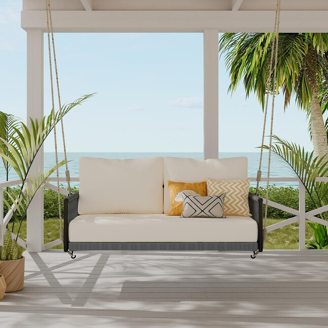 BABOOM Outdoor Swing Sofa 2-person Beige Iron Outdoor Swing | Lowe's