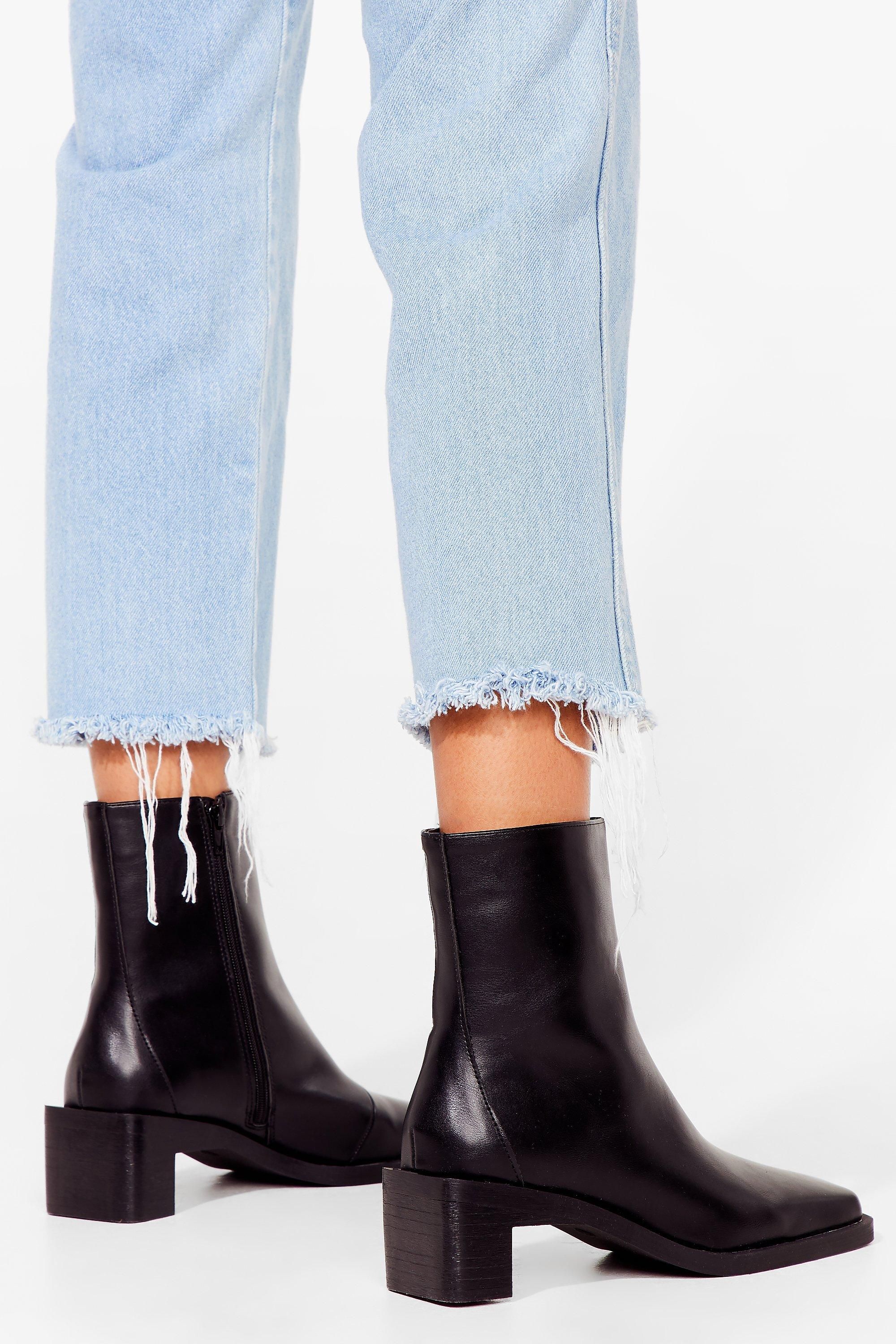 Block It Off Faux Leather Heeled Boots | NastyGal (UK, IE)