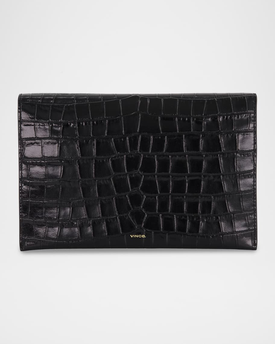 Vince Croc-Effect Leather Bifold Clutch Bag | Neiman Marcus