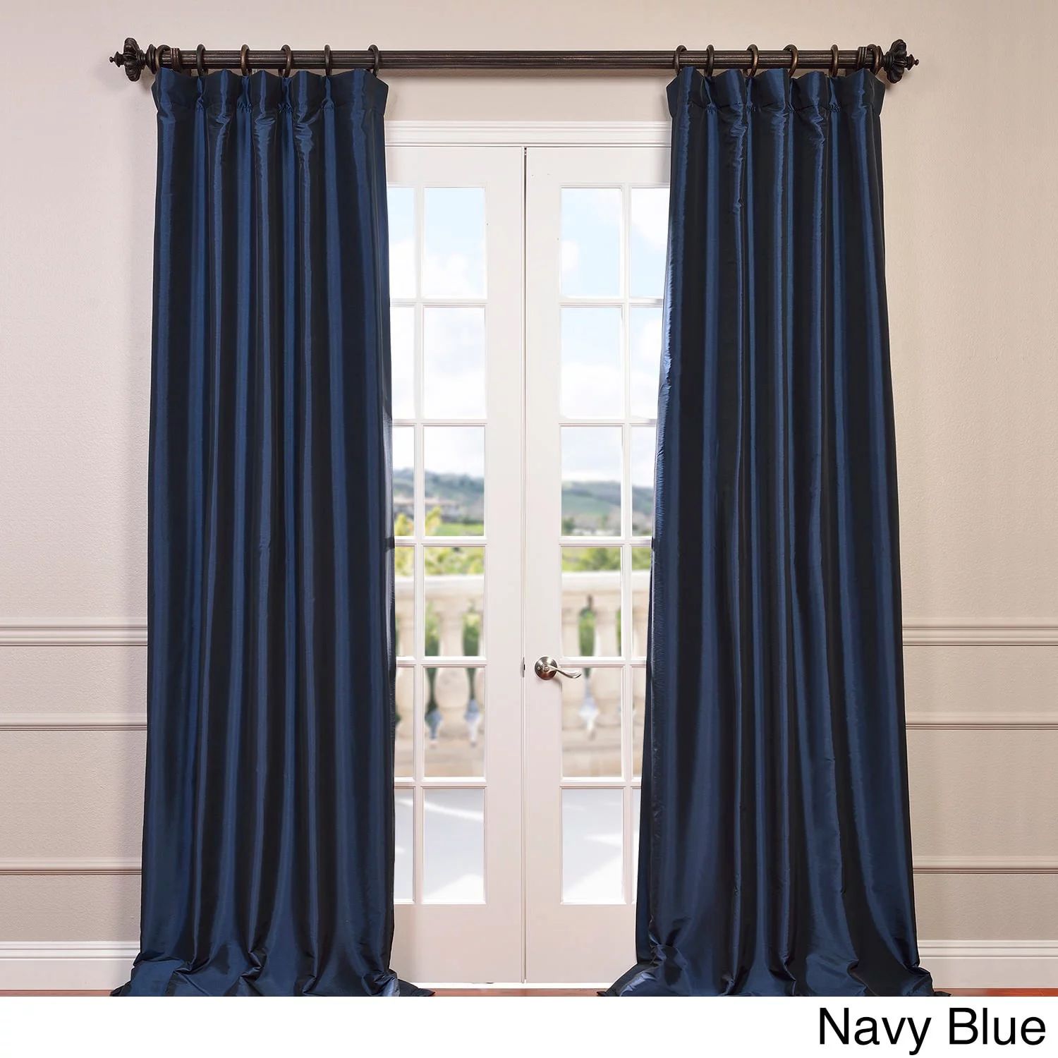 Exclusive Fabrics Ex. Fabrics Faux Silk Taffeta Solid Blkout Curtain (1 Panel) Navy 50 X 84 84 In... | Walmart (US)