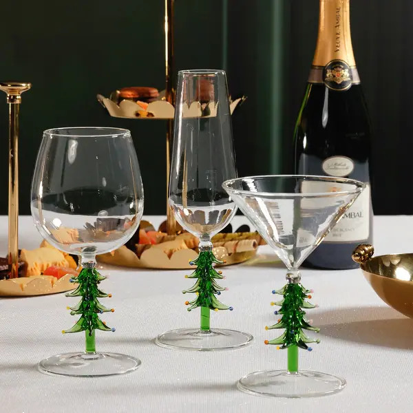 Treetop Cheers Wine Glasses - Holiday Stemware, Set of 4 | Bed Bath & Beyond