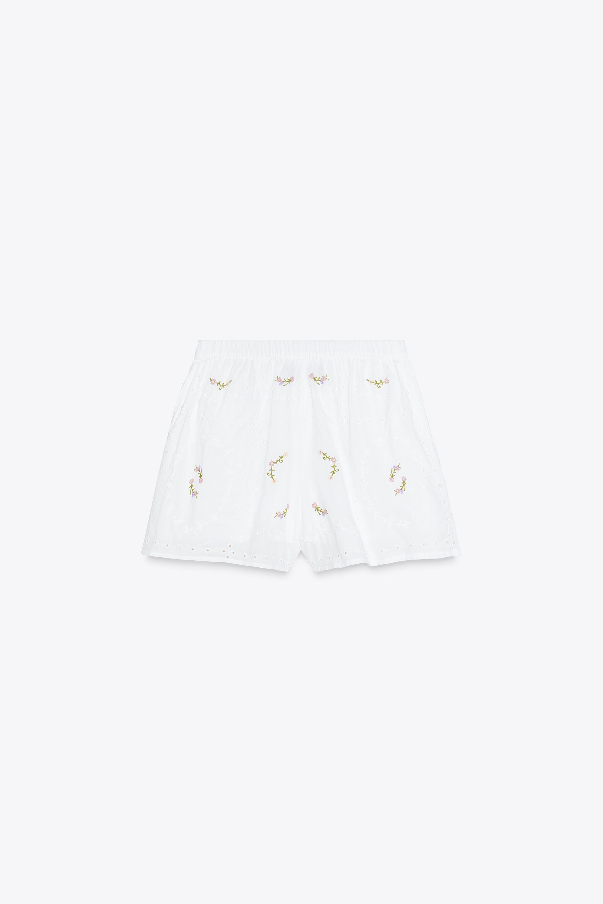 EMBROIDERED FLORAL SHORTS | Zara US